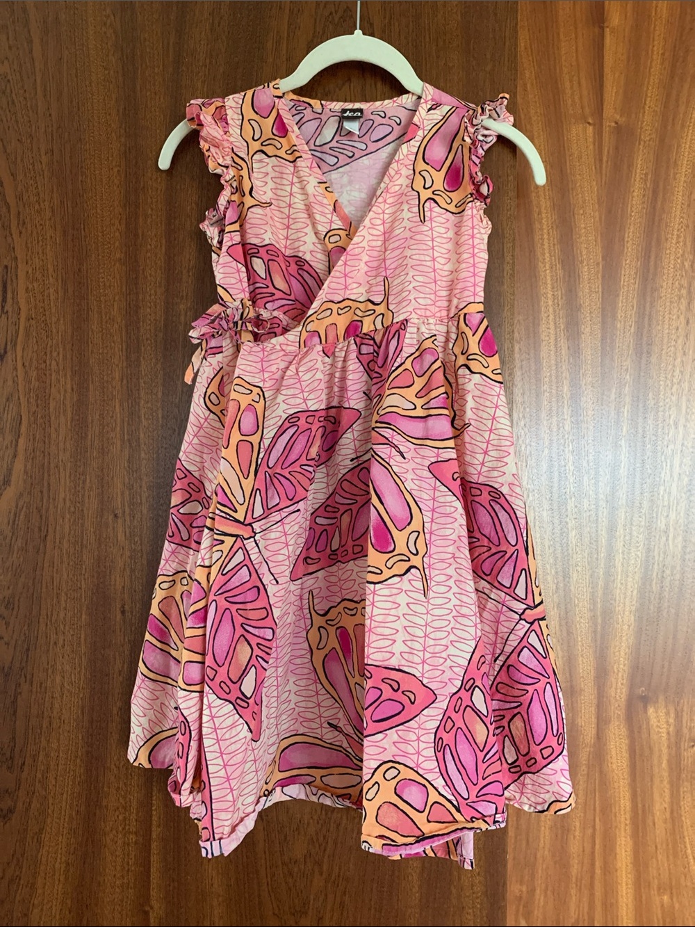 Tea Collection Girls' Pink Butterfly-Print Wrap Dress